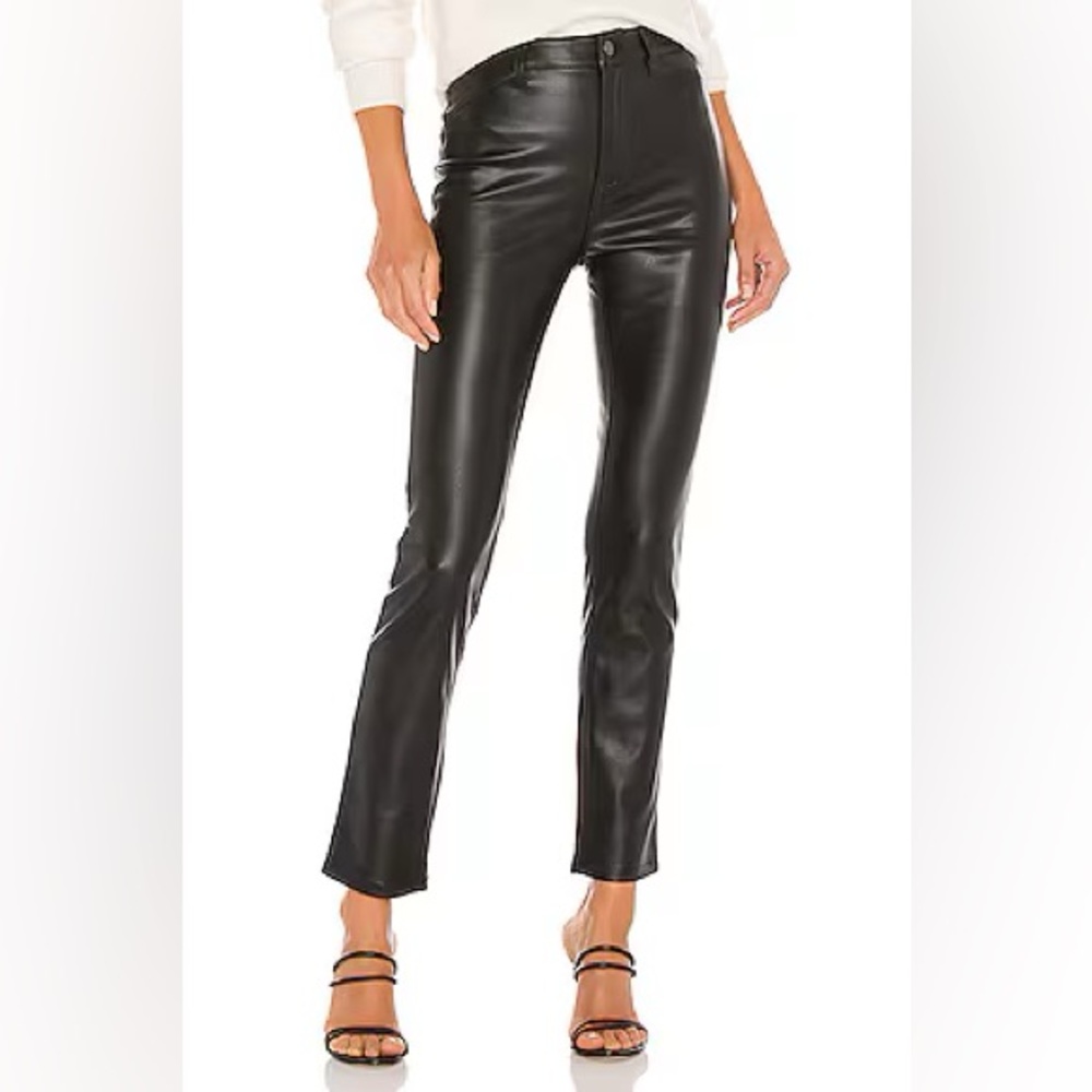 Free People Rebel‎ At Heart Vegan Leather Slim Pant in Black Size 14